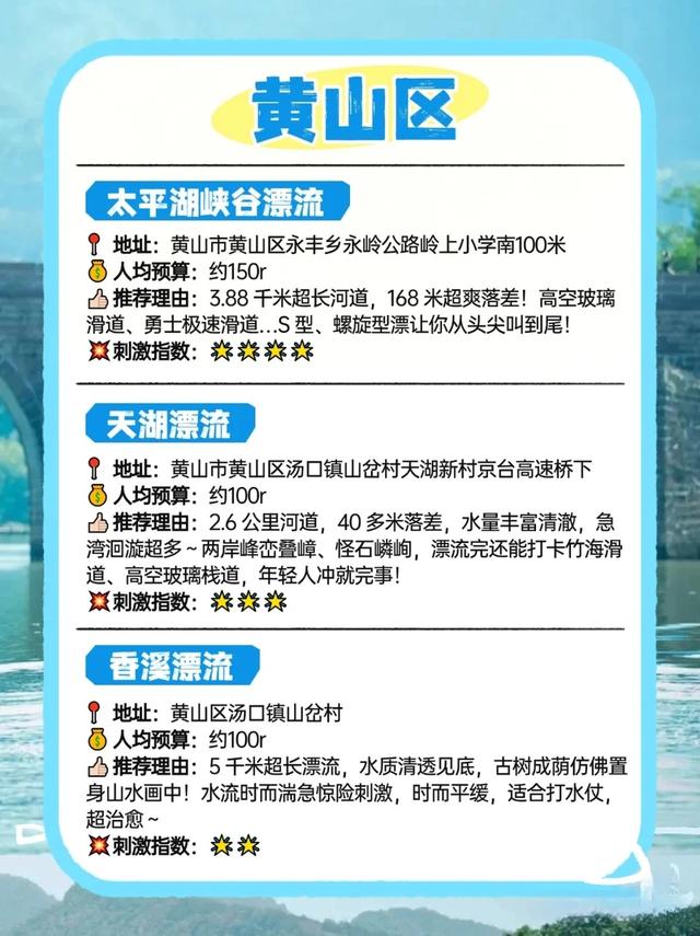 速收藏！黄山10个漂流玩水地，夏天来玩~