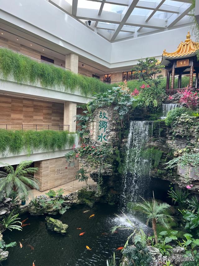 白天鹅宾馆，红花蔟簇艳，金光束束明