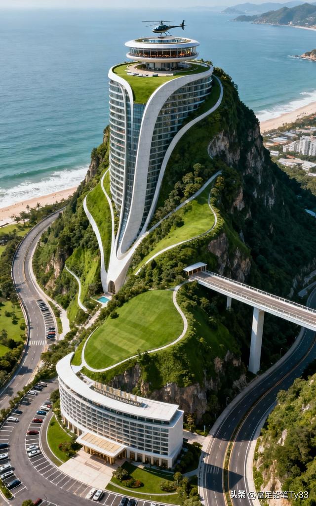 悬崖上的现代奢华酒店，俯瞰无边海景，尽享自然之美！