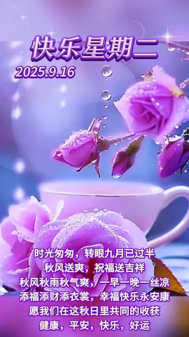 2025年9月16日早上好 早上好温馨问候语 早安精美淡雅图片 周二愉快