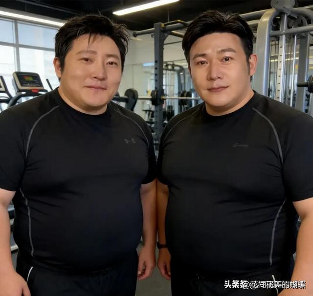 郭京飞与姐夫合照忘P图	，俩人胖了有30斤，陆毅老得上嘴唇快没了