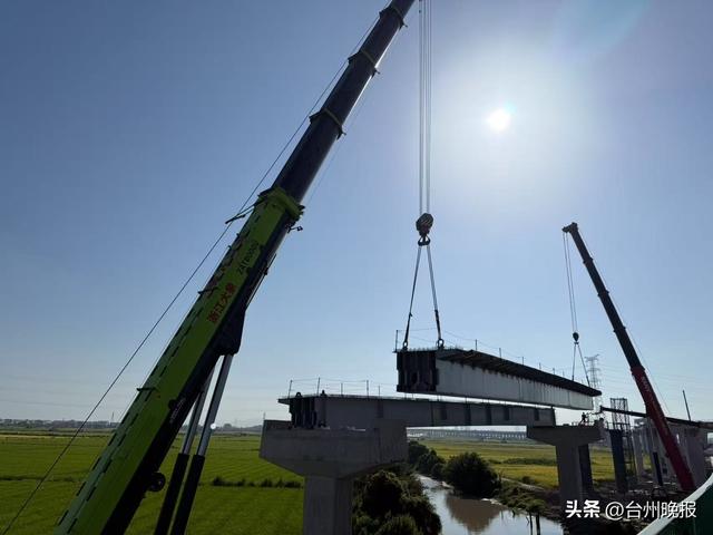 最后一联钢箱梁吊装完成，中交四航局温岭太龙项目钢箱梁架设全部施工完成