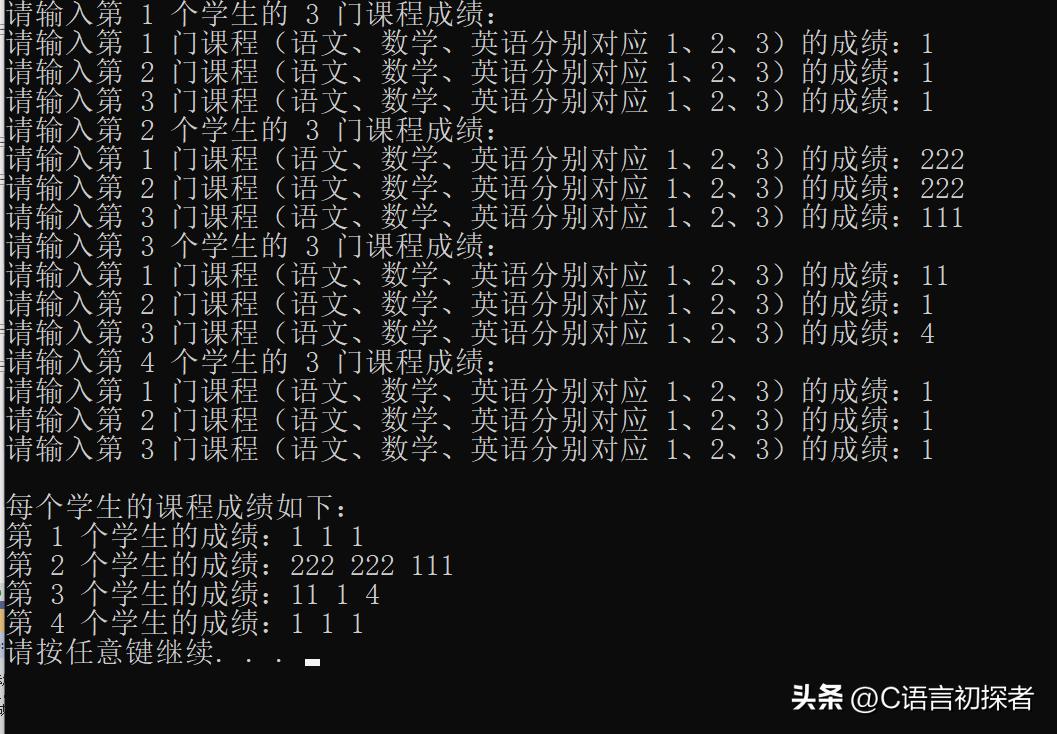 C 语言数组及字符串基础学习,了解一维数组和二维数组的基本形式插图73 C 语言数组及字符串基础学习,了解一维数组和二维数组的基本形式