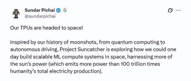 英伟达H100刚上天 谷歌立马官宣：2027年要将TPU送入太空