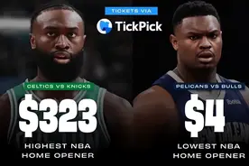 天差地别！NBA凯尔特人主场票价最低323美元，而鹈鹕只需4美元图片