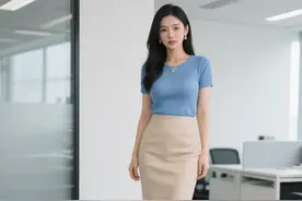 穿搭分享——#通勤风，针织打底衫配一步裙加#丝袜高跟鞋图片