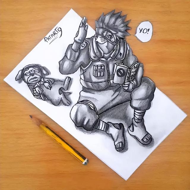 火影：画师笔下的忍者立体画，带土气场完美展现，琳变成娇羞天使