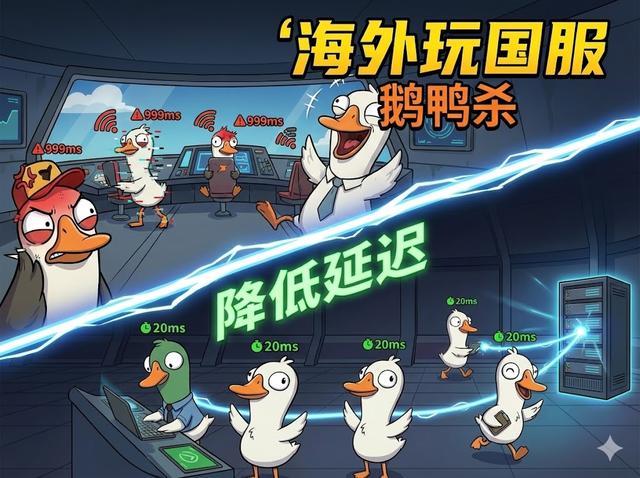 海外玩鹅鸭杀手游延迟高？专属网络优化指南来了🎮