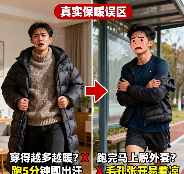 告别冻成狗_出汗着凉！冬季跑步“三层穿搭法”，越跑越暖！