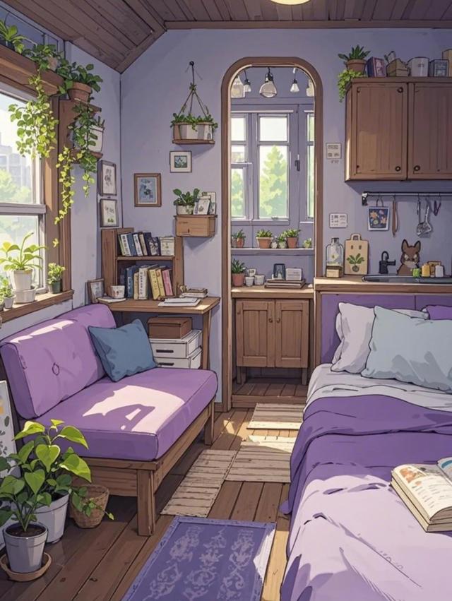 紫色治愈系小屋，心灵温暖的港湾