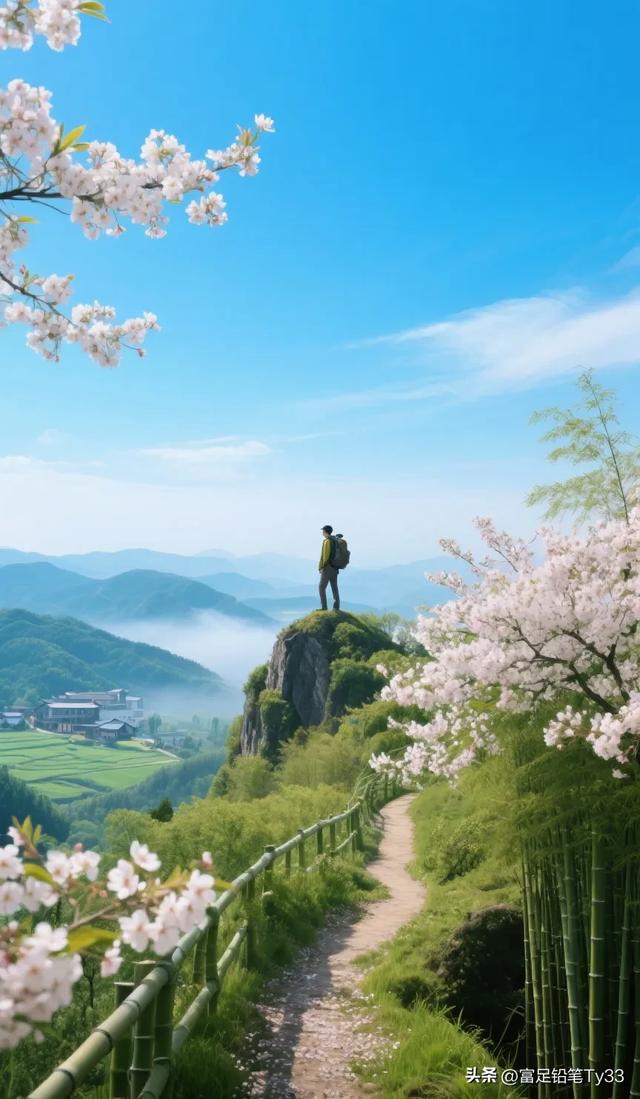 山间小路，花海相伴，徒步旅行，感受自然之美！