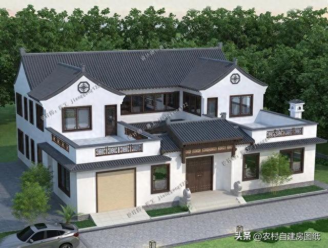 4款二层农村别墅，中式三合院设计，40万就够建一栋