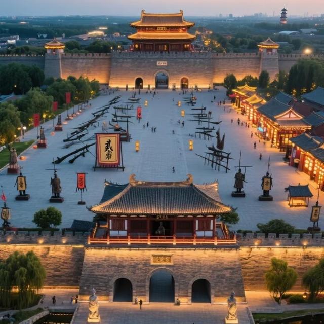 我是上海人，逛旅游景点孙武古城，夜有打铁花还有篝火晚会