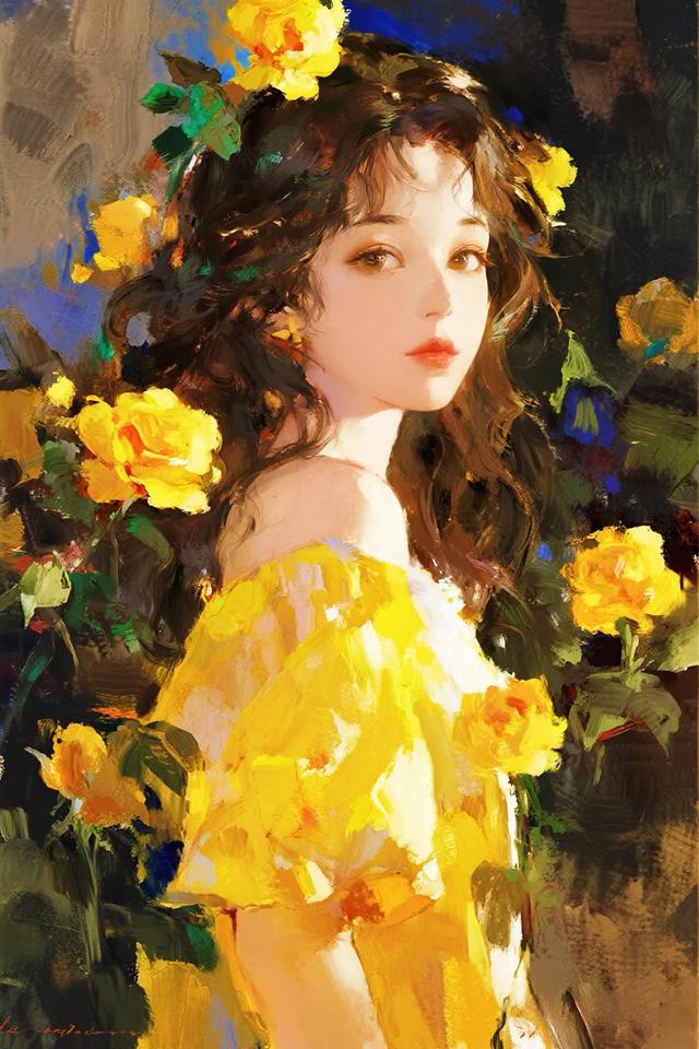 浪漫黄玫瑰｜油画欣赏