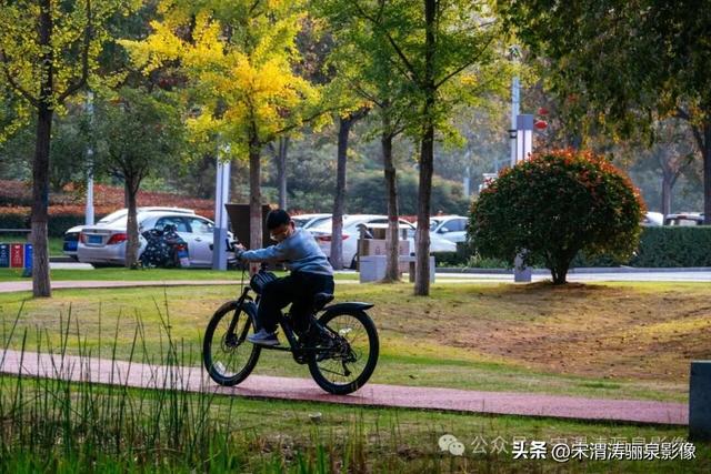 陕西渭南：天晴了 高新区时代广场秋色盎然