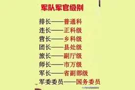 军队军官级别，归纳得一目了然，看完知识大增。图片