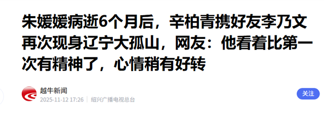 李乃文也没想到，朱媛媛离世仅半年，辛柏青已经走上了另一条路