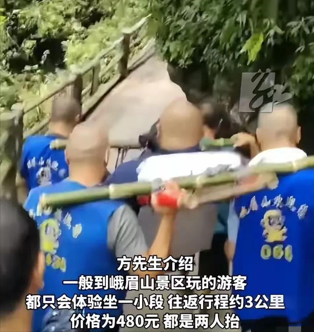 别酸了！坐滑竿上山，花2万请9名轿夫轮流抬，原因流出 网友炸锅