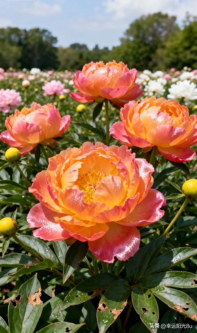 绯红嫣然·粉团锦簇·橙光流转——芍药花海的多色狂欢