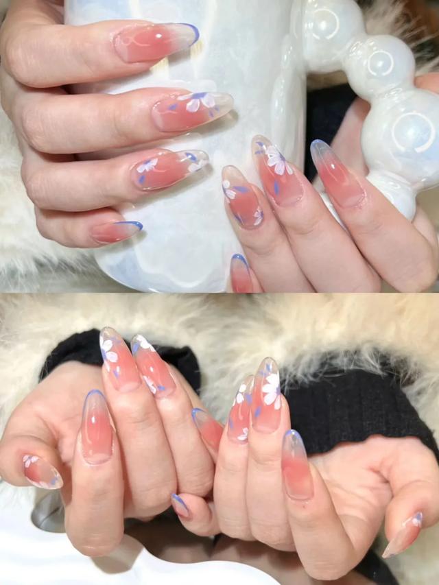 延长胶五瓣花美甲图 2026年用延长胶怎么做指甲