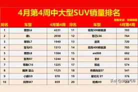 中大型SUV别乱选！4月销量出炉：唐L亚军，宝马X5第4，智界R7第6图片
