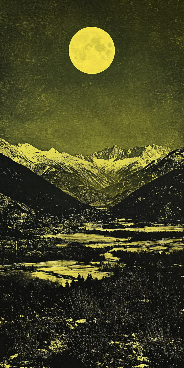 山水画卷，月下美景如诗