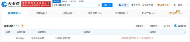 软通计算机公司增资至23亿 增幅约53%