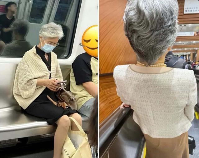 又被北京“地铁奶奶	”惊艳到！白发不染	，不穿老年装！美得太高级