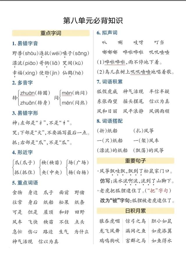 二年级上语文要背这些,学霸已经开始学起来了,快让孩子看!