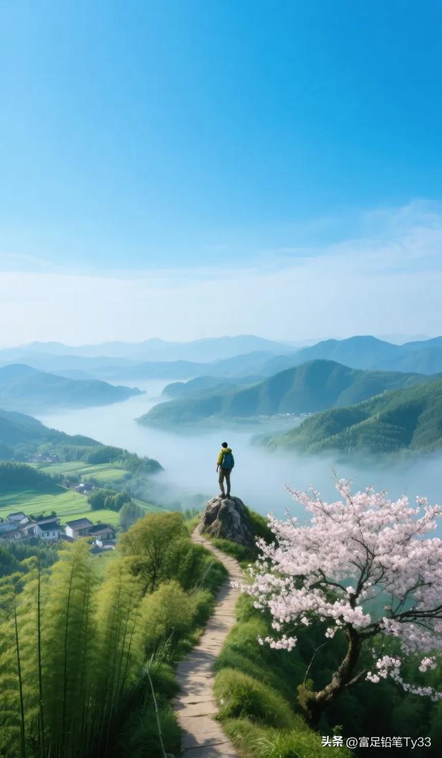 山间小路，花海相伴，徒步旅行，感受自然之美！