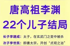 唐高祖李渊22个儿子结局，有人整理出来了，看完大长知识。图片