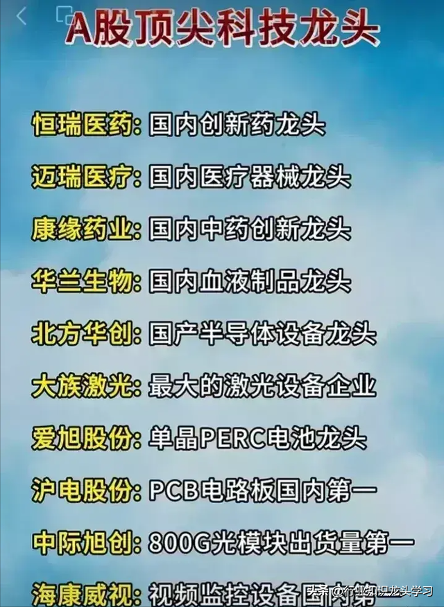 值得珍藏：电力全景图+AI应用+顶尖科技+半导体+人工智能十大龙头
