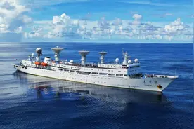 福建舰旁的白色巨舰，比055更令美国担心，瞭望号测量船有多牛图片