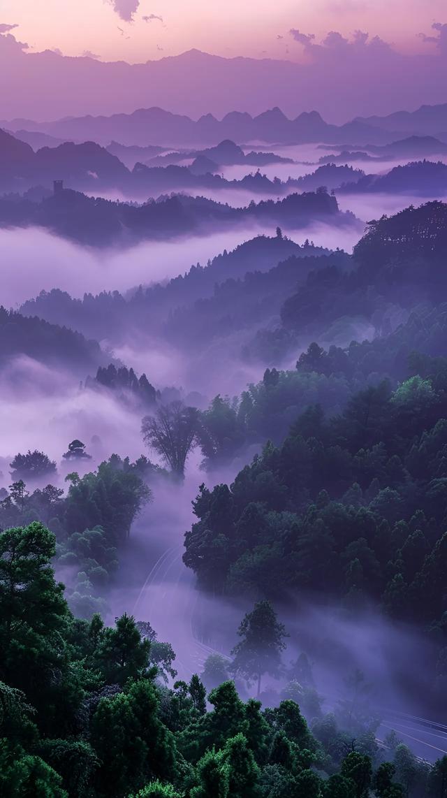 紫色山川湖海壁纸｜和舒服的人在一起 连沉默都是快乐的