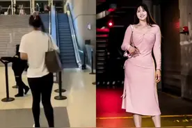 李月汝身穿黑色紧身裤现身机场，好身材一览无余图片