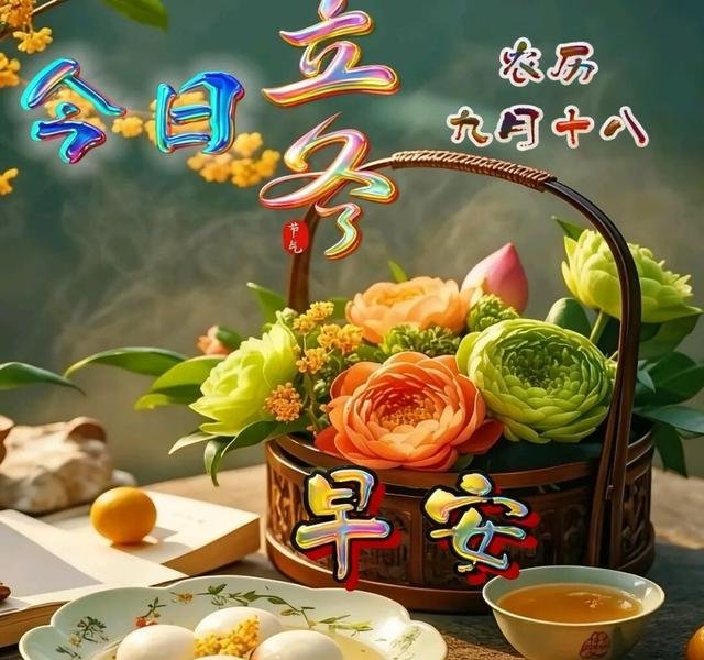 18张今日最新早安好祝福漂亮图片精选；今日立冬，祝你立冬安康！
