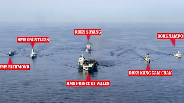 大阅兵刚结束，六国航母舰队开进东海，一艘055就能送进海底？