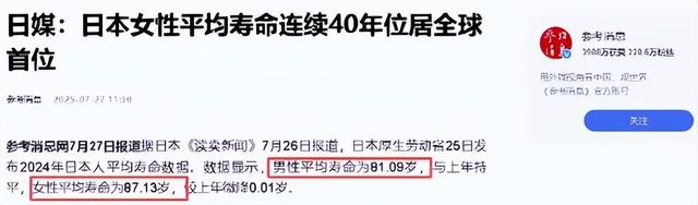 2024年，中美日平均寿命差距：日本84岁、美国79岁，中国令人意外