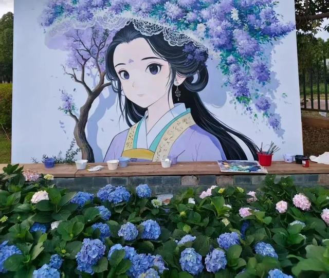 斗南湿地梦幻绣球花海盛放！