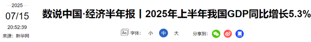 中美日上半年GDP差距断崖，美国15万亿，日本2.11万亿，中国呢