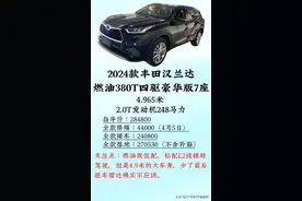 丰田汉兰达：曾经加价“捧上天”一车难求，今降幅“破4”卖不动图片