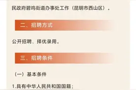 【招聘】关于昆明市西山区人民政府碧鸡街道办事处公开招聘2025年编制外工作人员的公告图片