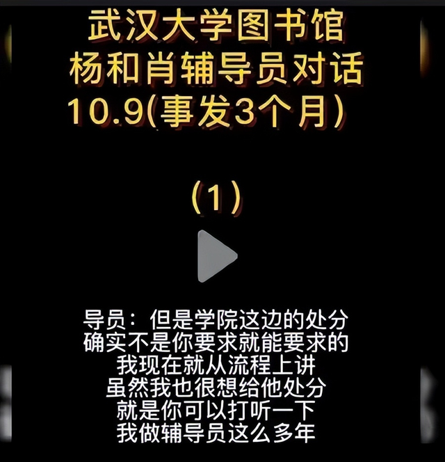 辅导员天塌了！武大杨某与肖同学的辅导员录音流出，有人十问武大