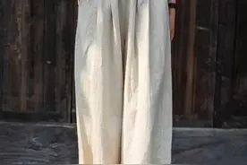 麻料古风阔腿收脚裤裁剪图，显高又舒服的款式！图片