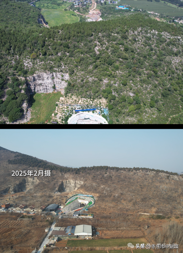 实拍济枣高铁坛山隧道进展显著