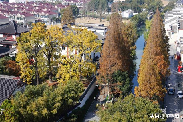 上海：嘉定安亭永安塔俯瞰老街古镇秋色如画