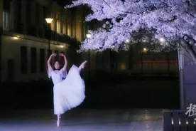 惊艳！杭外高三女孩在夜樱下，跳了一支芭蕾舞，她已被保送武汉大学图片