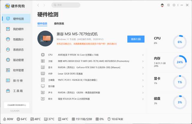 微星MPG B850I EDGE TI WIFI刀锋 钛主板评测：小巧强悍 200W功率释放