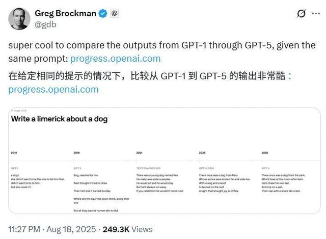 7年了，OpenAI官方给出五代GPT对比，网友却怀念起「狂野」初代
