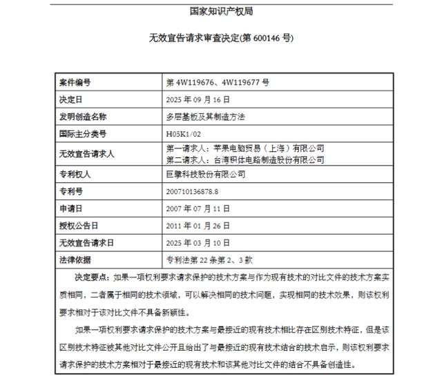 台积电+苹果联手，巨擘科技首件专利“不保”